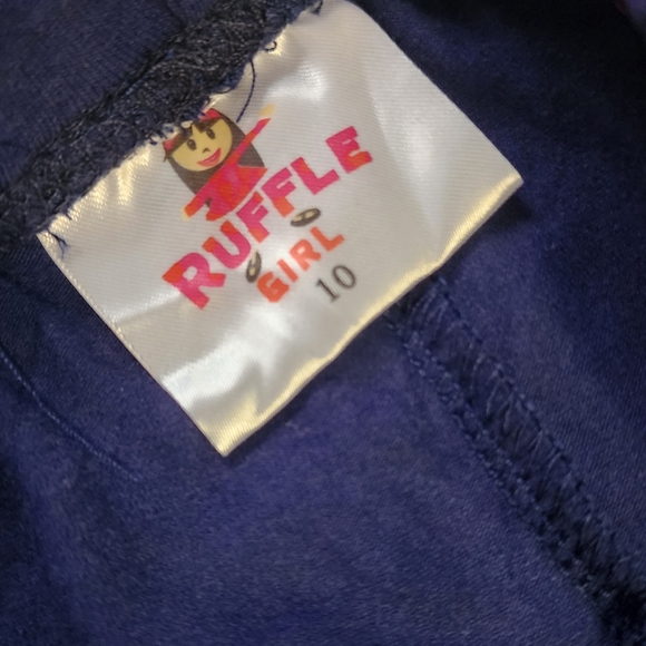 NWT Ruffle Girl Navy Blue and White 2 piece Long Sleeve Pant Outfit Size 10 - Picture 6 of 8